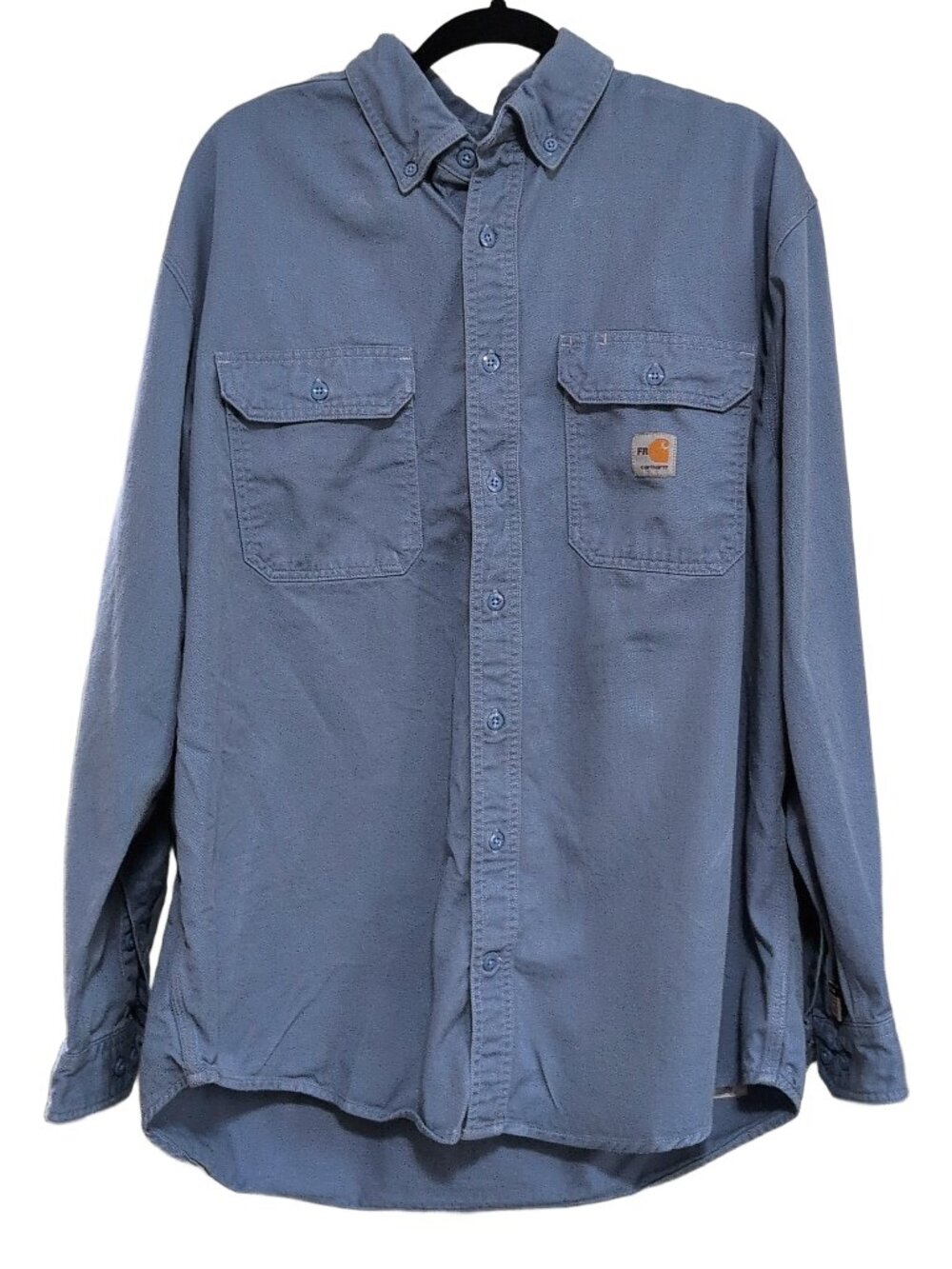 Carhartt Flame Resistant Long Sleeve Blue Button Down Shirt Size XL Workwear FRC